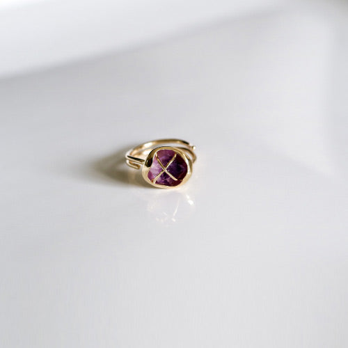 Rough Amethyst Ring Gold Cooper Handmade Feb Birthstone Jewelry Accessories Women raw gemstone