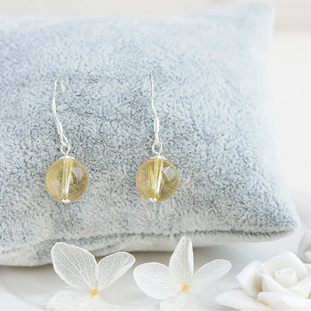 Rutilated Quartz Crystal Bead Drop Earrings Handmade Jewelry Accessories Women beautiful