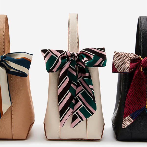 Silk Scarf Womens Leather Tote Bag Handbags Shoulder Bag for Women Accessories