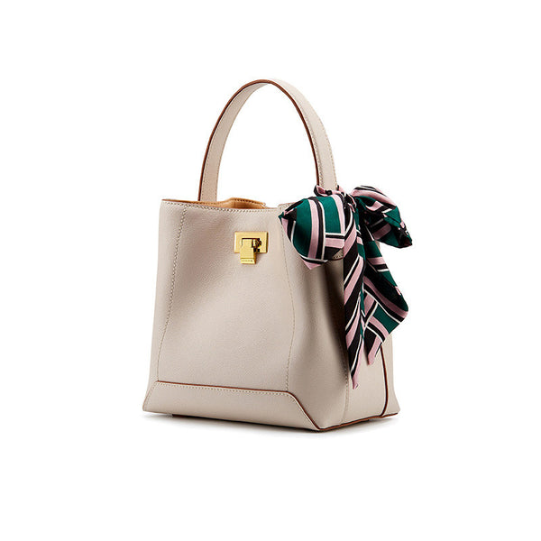 Silk Scarf Womens Leather Tote Bag Handbags Shoulder Bag for Women Genuine Leather