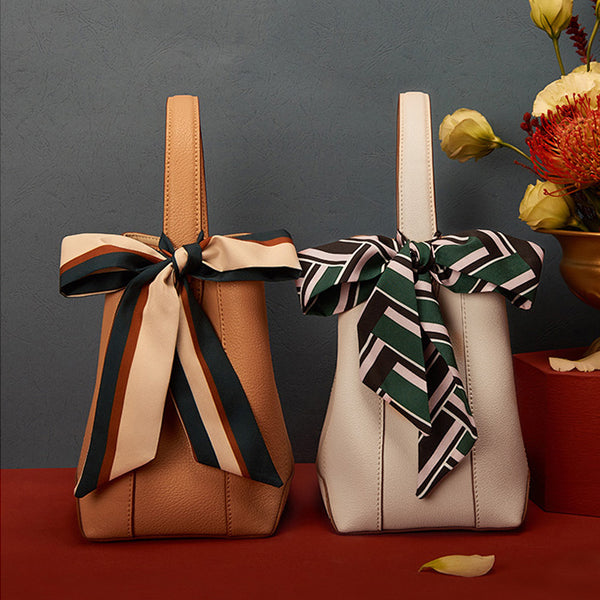 Silk Scarf Womens Leather Tote Bag Handbags Shoulder Bag for Women