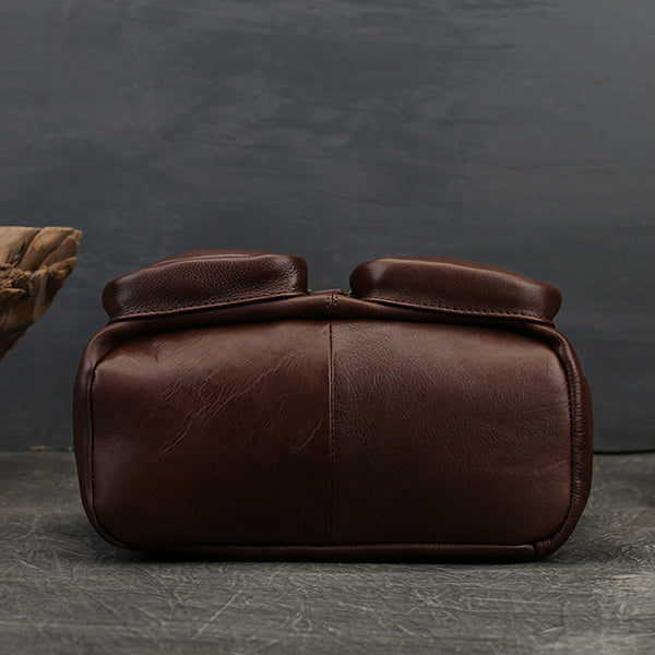 Small Black Leather Backpack Ladies Leather Rucksack Bag Casual