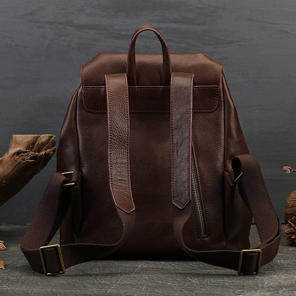 Small Black Leather Backpack Ladies Leather Rucksack Bag Cute