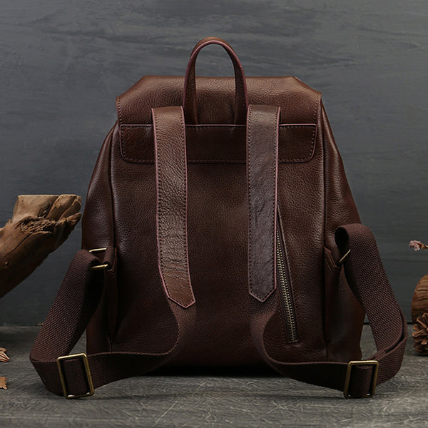 Small Black Leather Backpack Ladies Leather Rucksack Bag Cute