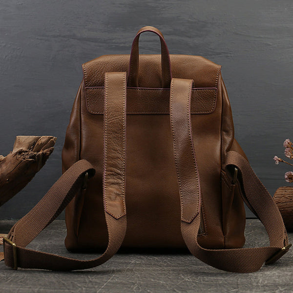 Small Black Leather Backpack Ladies Leather Rucksack Bag Durable