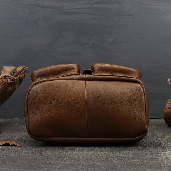 Small Black Leather Backpack Ladies Leather Rucksack Bag Fashion