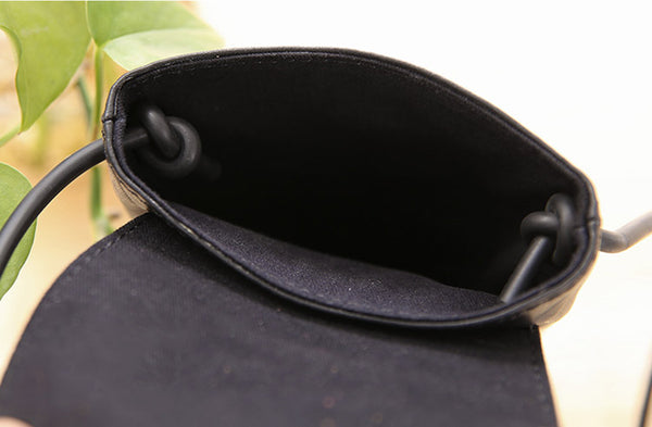 Small Black Leather Womens Crossbody Phone Bags Shoulder Bag Purse for Women Details