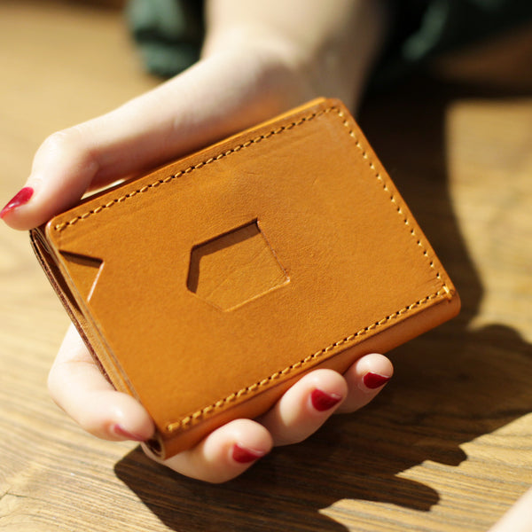 Small Brown Leather Womens Wallet Purse Handmade Clutch for Women