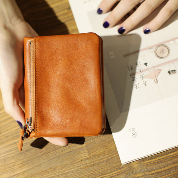 Small Brown Leather Womens Wallet Purse Handmade Clutch for Women Accessories