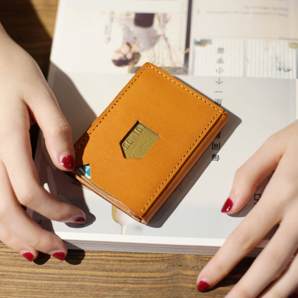 Small Brown Leather Womens Wallet Purse Handmade Clutch for Women Brown