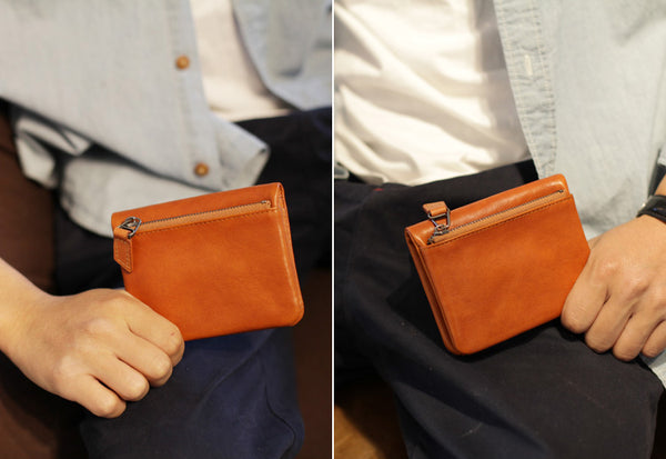 Small Brown Leather Womens Wallet Purse Handmade Clutch for Women Brown