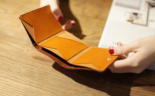 Small Brown Leather Womens Wallet Purse Handmade Clutch for Women gift