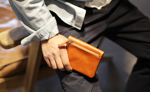 Small Brown Leather Womens Wallet Purse Handmade Clutch for Women stylish