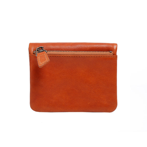 Small Brown Leather Womens Wallet Purse Handmade Clutch for Women