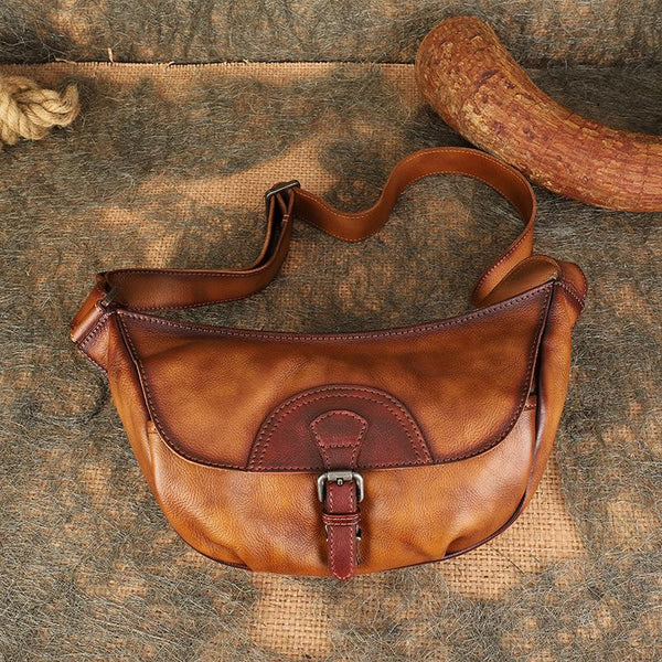 Small Cowhide Leather Crossbody Purse Shoulder Strap Bag For Women Badass
