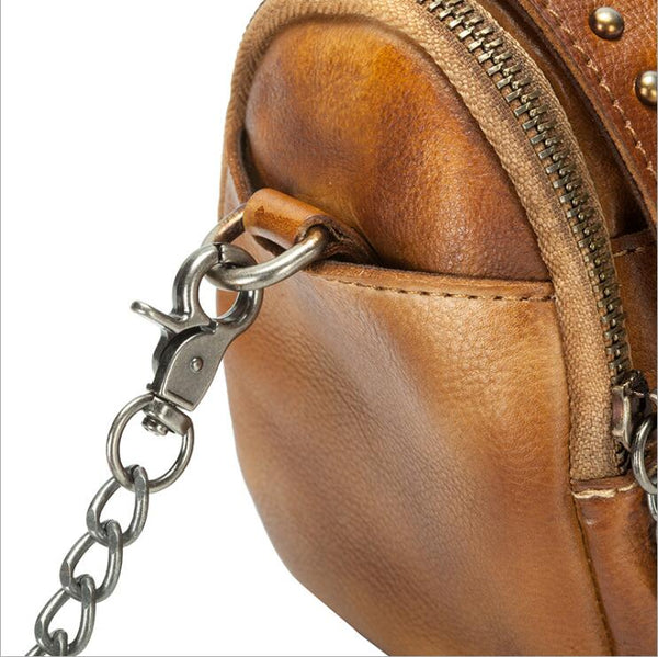 Small Cowhide Leather Hobo Crossbody Purse Shoulder Purse With Fringe And Rivets for Women Durable