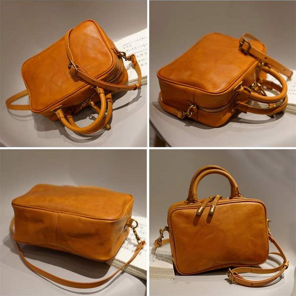 Small Cube Bag Brown Leather Handbags for Ladies Crossbody Purse for Women best