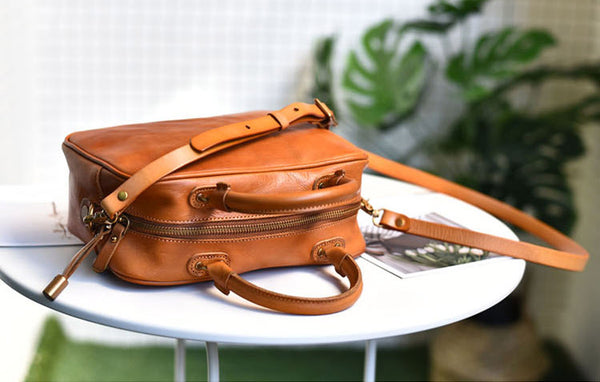 Small Cube Bag Brown Leather Handbags for Ladies Crossbody Purse for Women gift