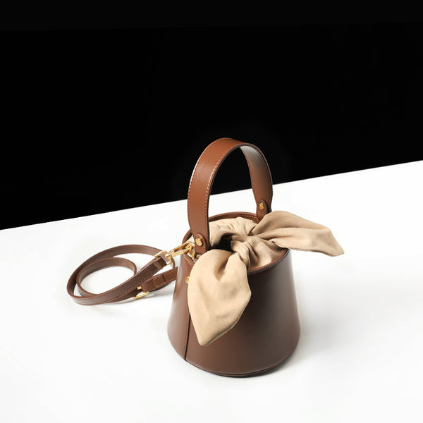 Small Cute Womens Bucket Bag Leather Handbags Crossbody Bags for Women Details