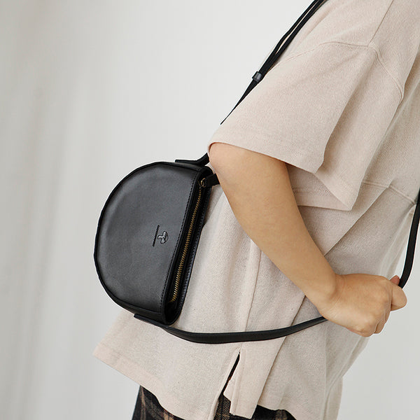 Small Half Round Leather Crossbody Purse Sling Bag For Women Affordable