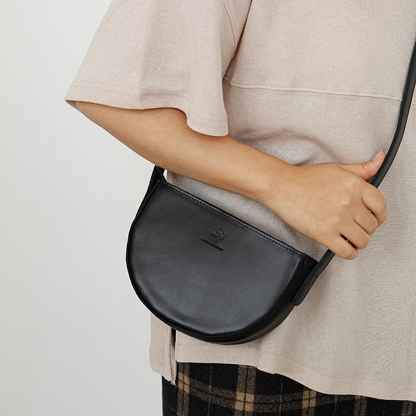Small Half Round Leather Crossbody Purse Sling Bag For Women Beautiful