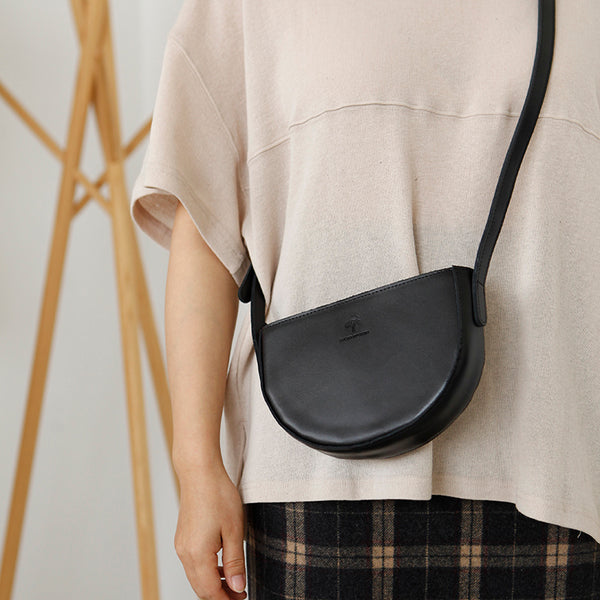 Small Half Round Leather Crossbody Purse Sling Bag For Women Best