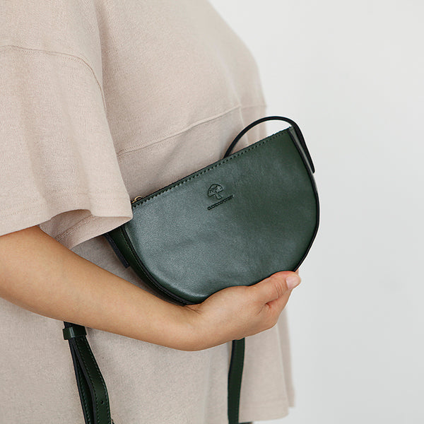 Small Half Round Leather Crossbody Purse Sling Bag For Women Funky