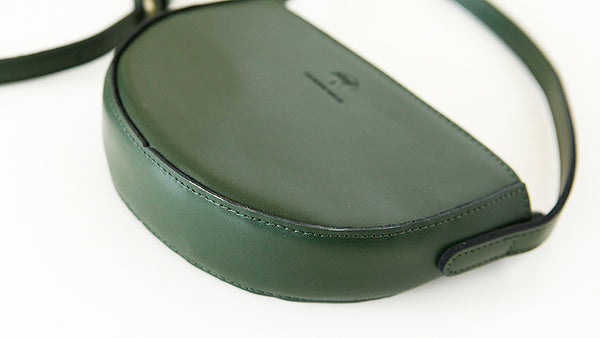 Small Half Round Leather Crossbody Purse Sling Bag For Women Minimalist