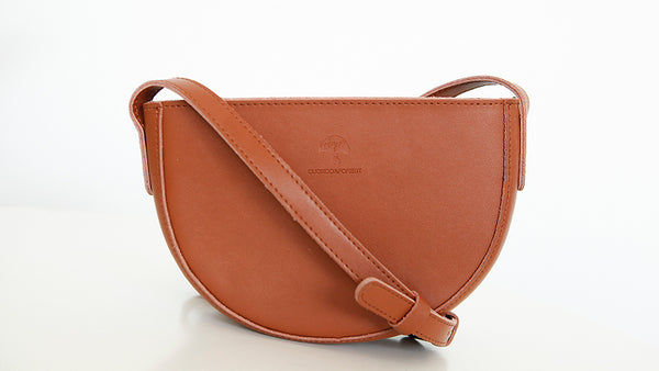 Small Half Round Leather Crossbody Purse Sling Bag For Women Vintage