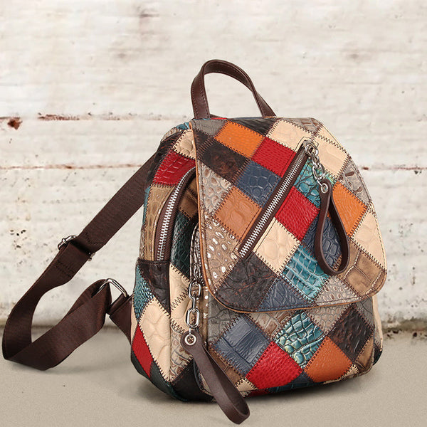 Small Ladies Boho Backpack Bag Leather Rucksack For Women Accessories