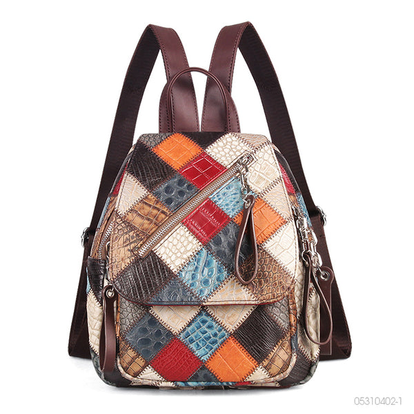 Small Ladies Boho Backpack Bag Leather Rucksack For Women Cowhide