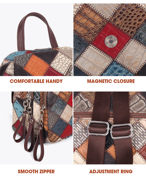 Small Ladies Boho Backpack Bag Leather Rucksack For Women Details