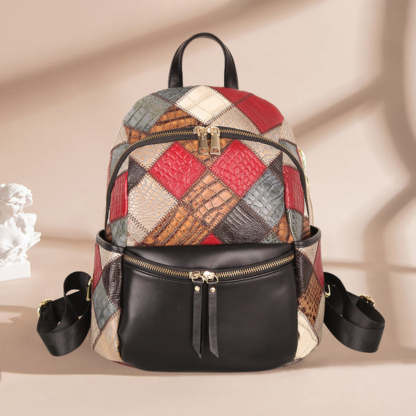 Small Ladies Boho Leather Backpack Purse Leather Rucksack For Women