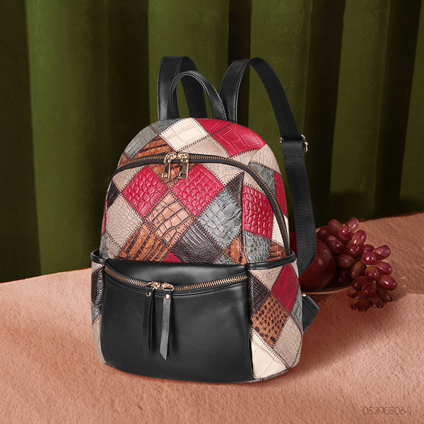 Small Ladies Boho Leather Backpack Purse Leather Rucksack For Women Durable