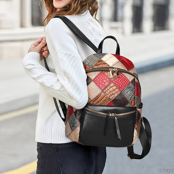 Small Ladies Boho Leather Backpack Purse Leather Rucksack For Women Handmade