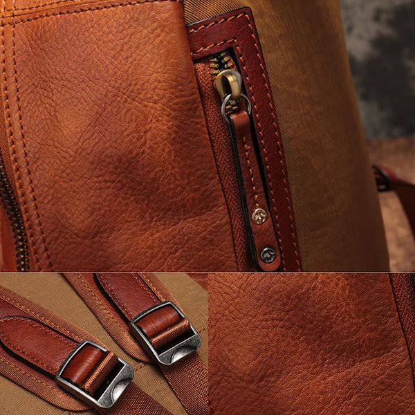 Small Ladies Brown Leather Zip Backpack Bag Purse Funky Backpacks For Women fashion