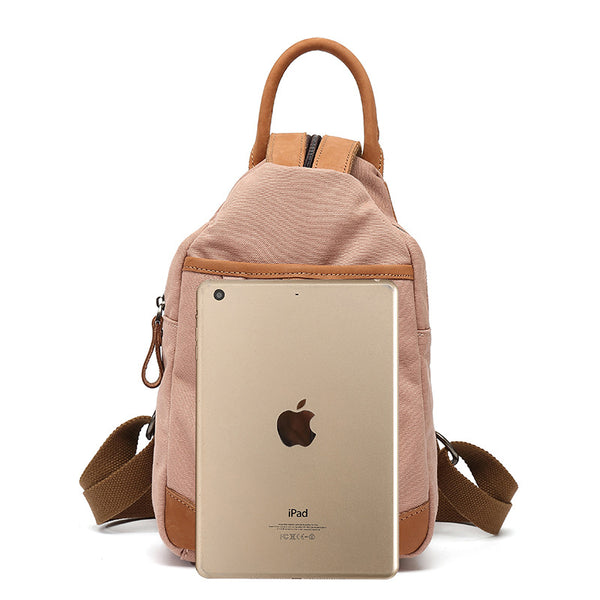 Small Ladies Canvas And Leather Backpack Rucksack For Women Original