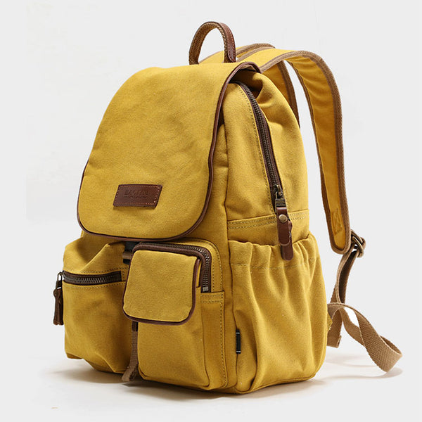 Small Ladies Canvas Travel Backpack Bag With Pockets Rucksack Purse For Women Handmade