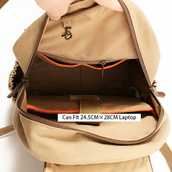 Small Ladies Canvas Travel Backpack Bag With Pockets Rucksack Purse For Women Inside