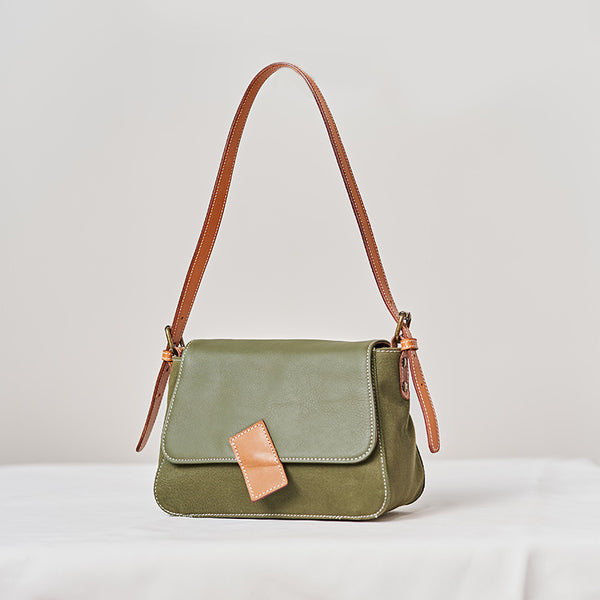 Small Ladies Canvas And Leather Bag Shoulder Handbags For Women