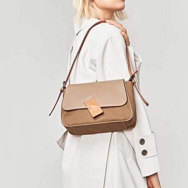 Small Ladies Ccanvas And Leather Bag Shoulder Handbags For Women Quality