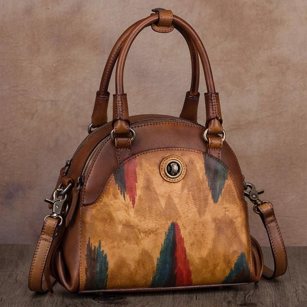 Small Ladies Cross Body Brown Leather Handbags Over The Shoulder Purse for Women Affordable