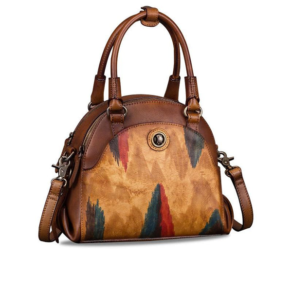 Small Ladies Cross Body Brown Leather Handbags Over The Shoulder Purse for Women Beautiful