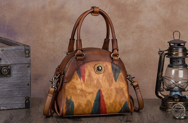 Small Ladies Cross Body Brown Leather Handbags Over The Shoulder Purse for Women Cool