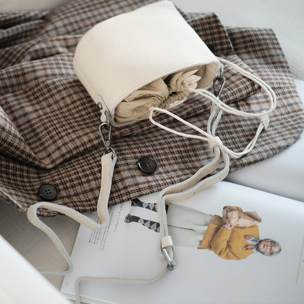 Small Ladies Genuine Leather Bucket Bags Cute Shoulder Bags For Women Online