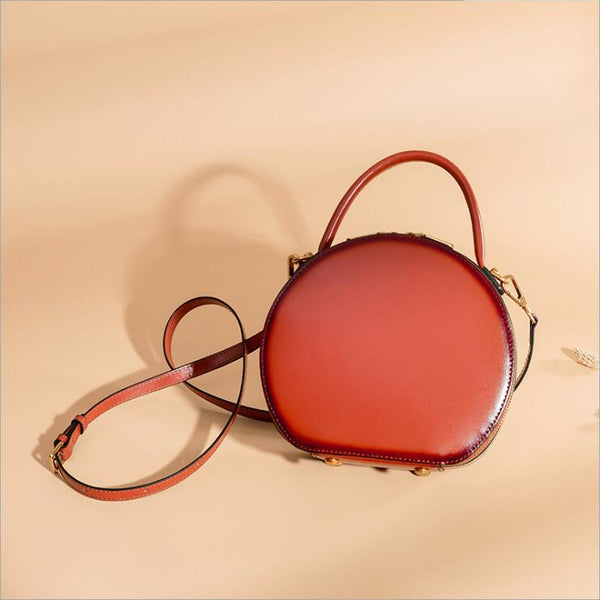 Small Ladies Genuine Leather Circle Bag Shoulder Handbags For Women Best