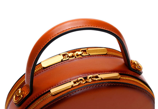 Small Ladies Genuine Leather Circle Bag Shoulder Handbags For Women Durable
