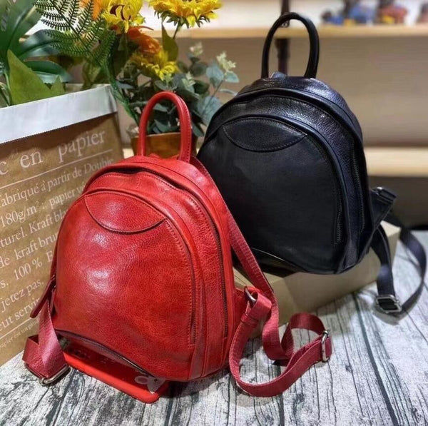 Small Ladies Leather Backpack Purse Rucksack Bag For Women Badass