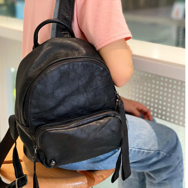 Small Ladies Leather Backpack Purse Rucksack Bags For Women Chic