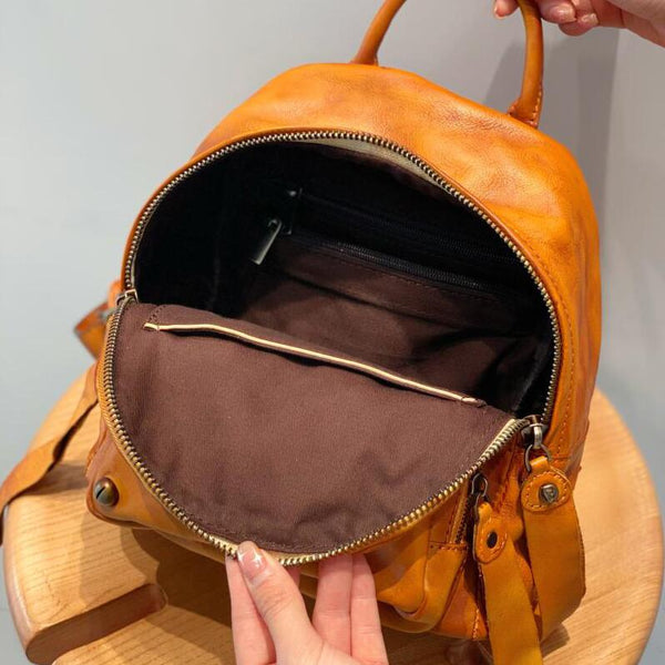 Small Ladies Leather Backpack Purse Rucksack Bags For Women Inside